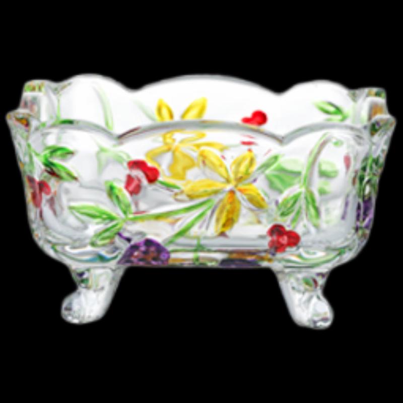 Flavinmci European Style Square Embossed Glass Snack Dishes (Set of 2)