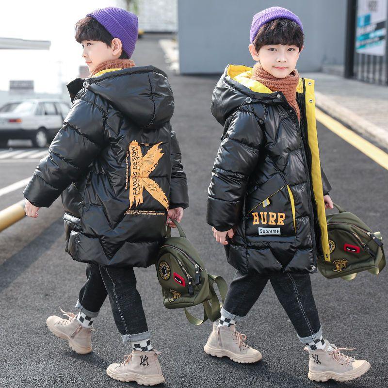 Kinder Baumwolljacke Mittel bis Lang Winterkleidung Dicke Daunen Baumwolljacke für Kinder und Jungen Stilvolle Jacke