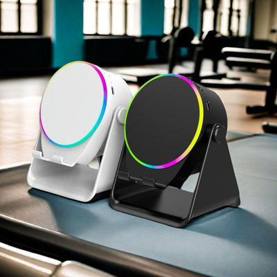 Wireless Induction Speaker with Adjustable Cell Phone Stand Stereo Sound Colorful Light 800mAh Rechargeable 5-in-1 Bluetooth-compatible Speaker
