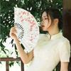 Elegent Chinese Style Plum Blossom Fan Plastic Dance Performance Props Antique Folding Fan Flower Pattern Cloth Dance Fan