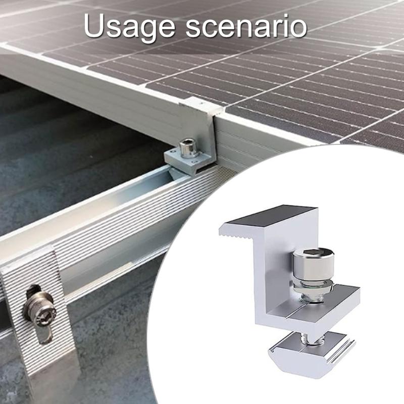 8Pcs Solar Panel Adjustable End Clamps Solar Panel Mounting Bracket Clamp Solar Systems Accessories End Clamp Enduring