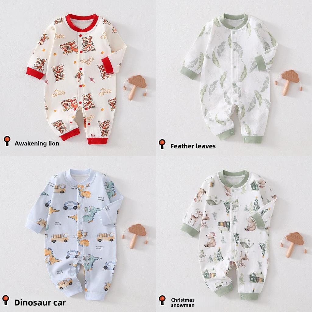 Baby Cotton Footed Romper With Long Sleeves For Newborns And Infants