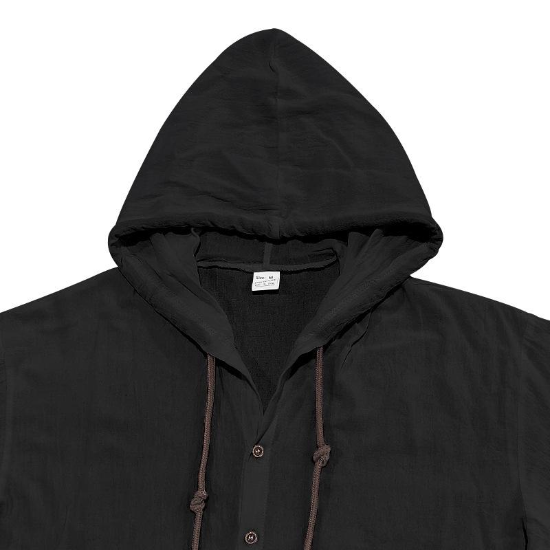 Men's Sports Casual Short-sleeved Shirt Hooded Fashion Sweater Cardigan Loose T-shirt