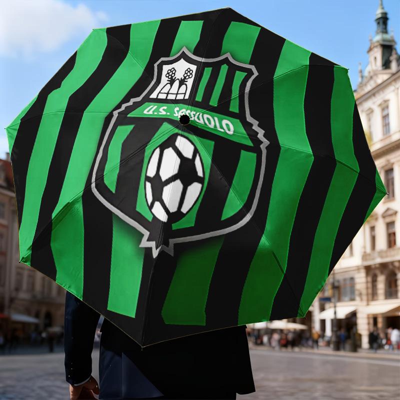 Sassuolo Football Crest Design Automatic Folding Umbrella - 8-Rib Travel Umbrella with Auto Open/Close & Portable Gifts for holidays or birthdays