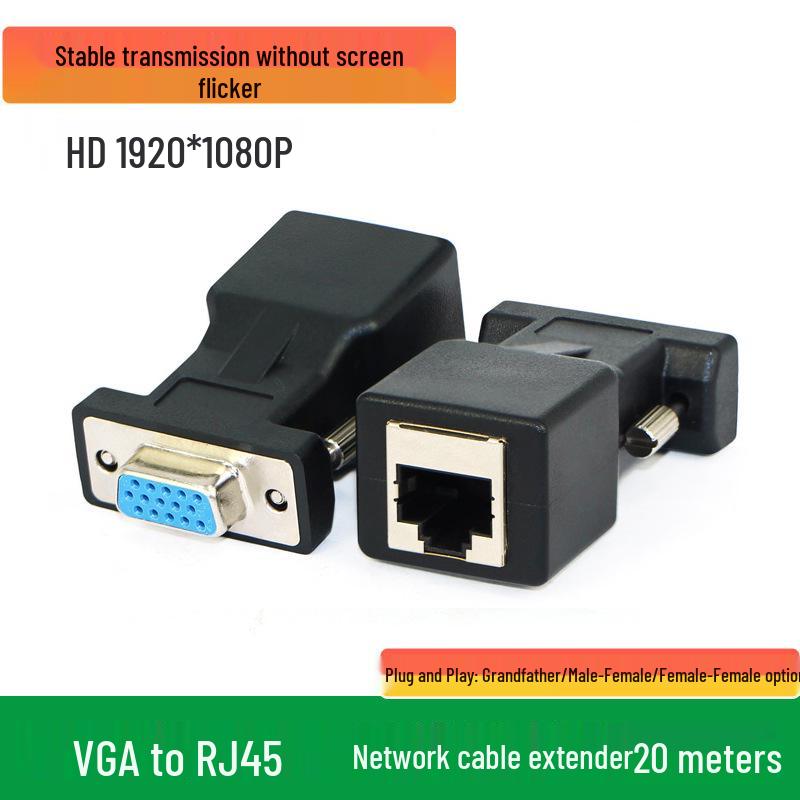 15m RJ45 to VGA Male/Female Signal Extender Adapter