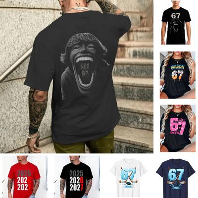 Summer Fashion 6 7 Print T Shirt Men Short Sleeves Harajuku High Street Fashion T-shirt Man Women Summer Tops