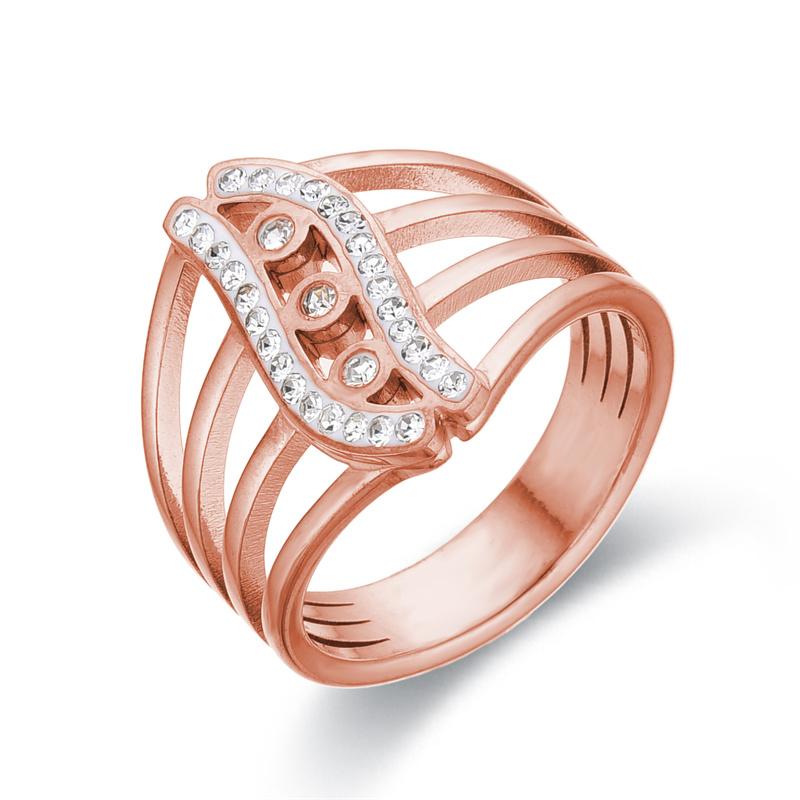 FYSARA New Trendy Waterproof Cubic Zirconia Stainless Steel Rings Retro Eye Style Finger Ring Chic Hollow Zircon for Women Gift