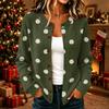 Cardigan de Tricô Casual Feminino com Estampa de Bolinhas, Manga Longa, Fechamento Frontal com Botões, Casaco Suéter para Outono