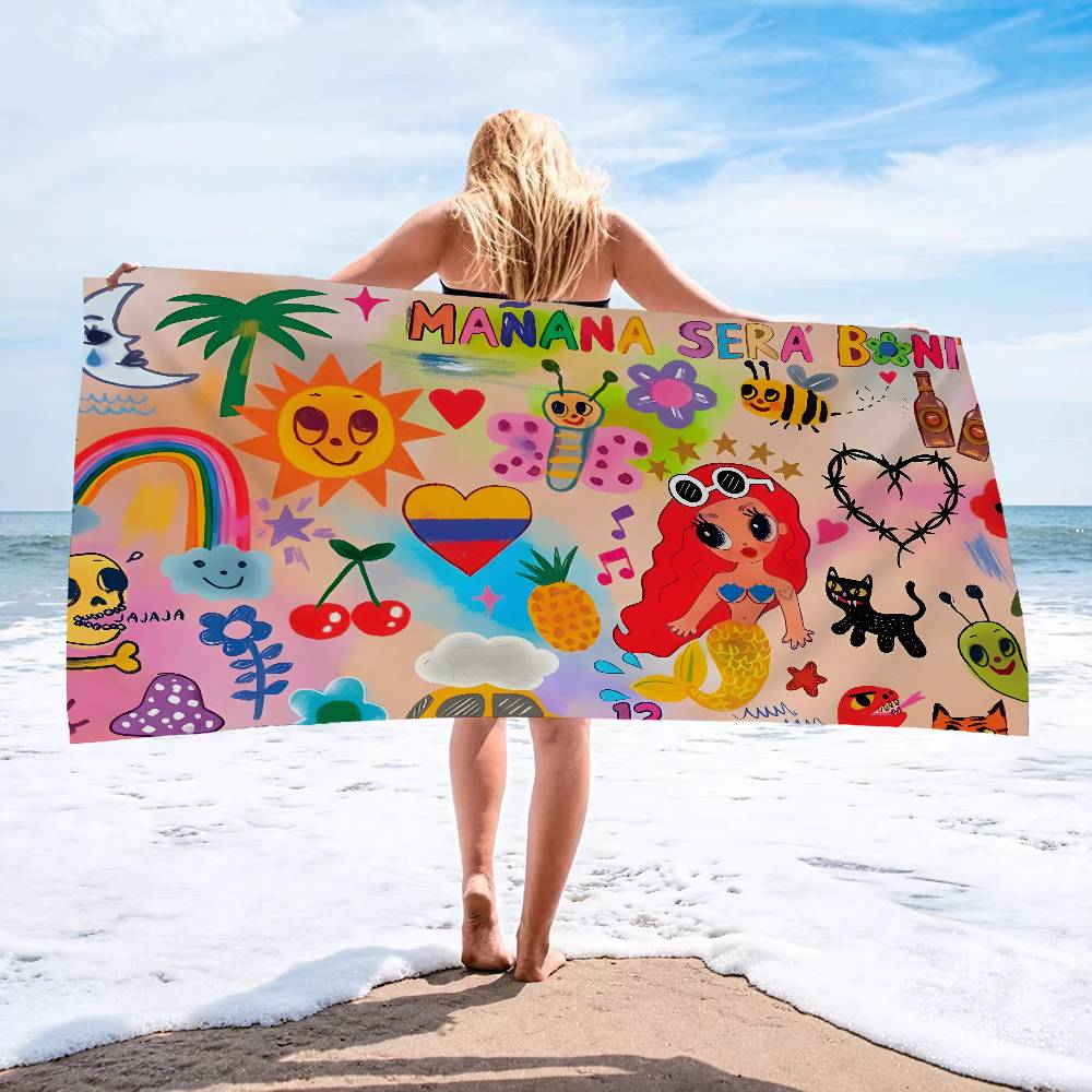 Karol G Female Singer Beach Towels Shower Towel Sauna Travel Spa Microfiber Quick Dry Gym Accessories Cute Room Decor