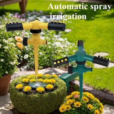 1 Stück 360° drehbarer Dreiarm-Sprengregner - Einstellbare große Abdeckung, Bewässerungswerkzeug für Rasen und Garten, Automatischer Rasensprenger