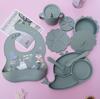 Silicone Baby Tableware Set: Non-slip Bowl, Bib, Plate, Fork & Spoon - Food Grade Material