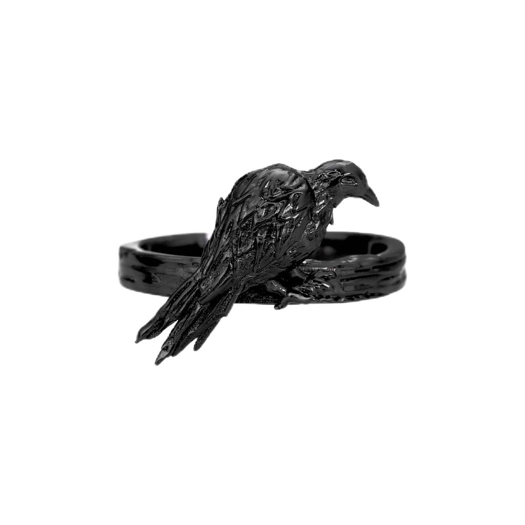 Bagues Style Gothique Acier Inoxydable Corbeau Noir Cristal pour Femmes Hommes Mode Punk Hip Hop Rock Fête Bijoux de Doigt