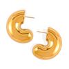 Minimalist Style Personalized Niche Geometric Stud Earrings Glossy Design Titanium Steel Gold-Plated C-Type Earrings Versatile Jewelry
