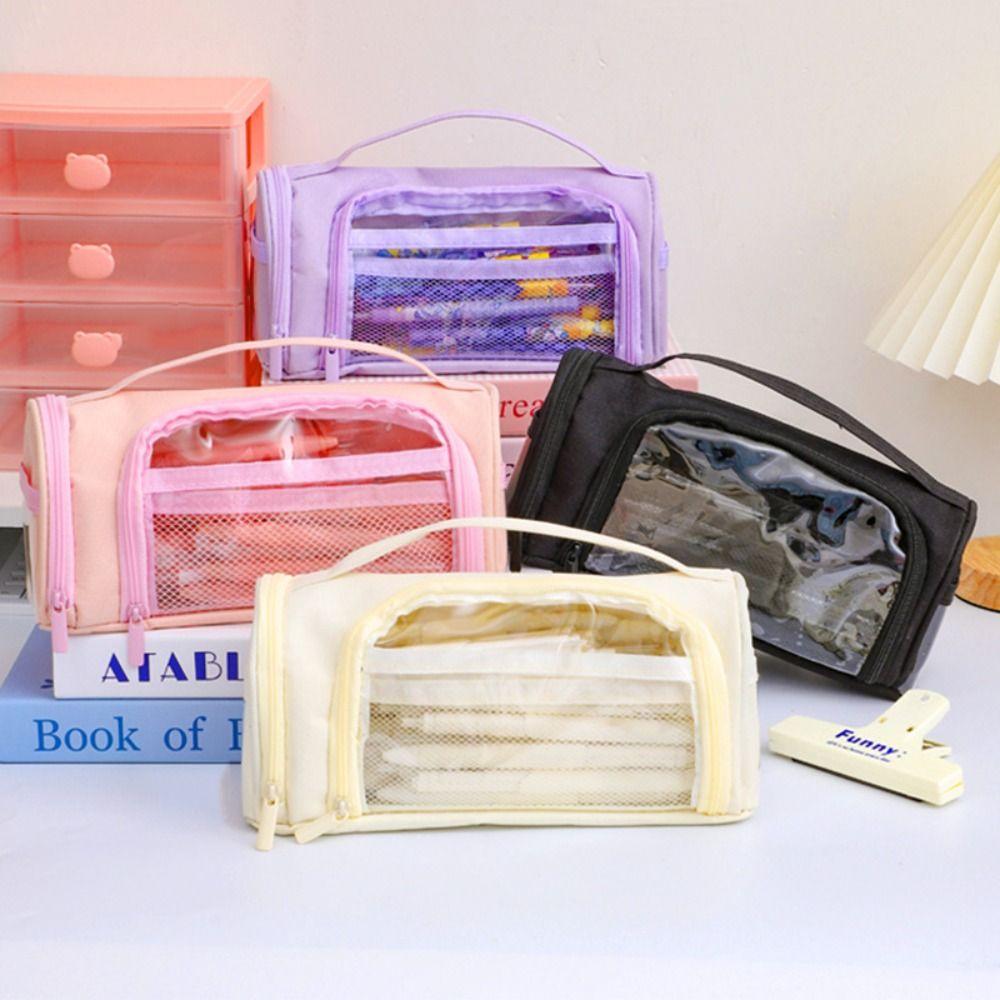 Dirt Resistant Transparent Pencil Case Organizer Zipper Pencil Case Student Learning