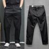 Pure cotton casual pants men's summer loose and versatile tooling pants simple solid color straight trousers men