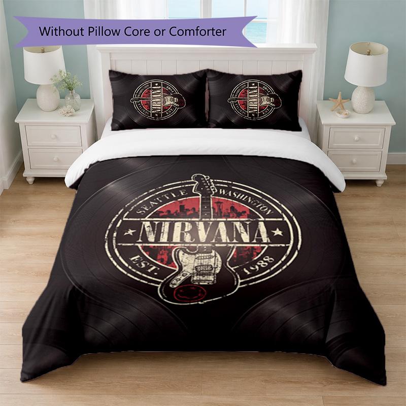 Nirvana Print 3Pcs Bedding Set Duvet Cover With Two Pillowcases Soft Bed Linen For Household Bedroom