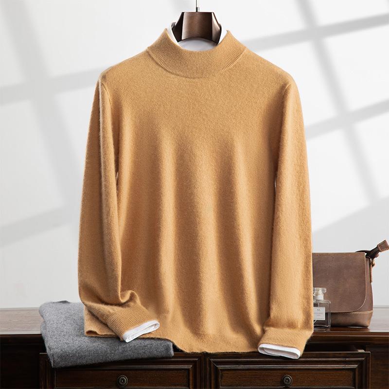 Men's Cashmere Half-High Neck Business Casual Sweater - Long Sleeve Autumn/Winter Knitwear