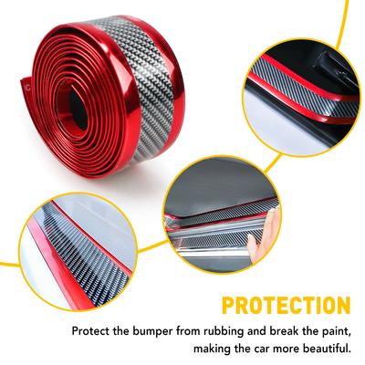 1Pcs Car Sticker Bumper Guard Decal Door Plate Sill Scuff Anti Scratch Red Carbon Fiber Auto Accessories