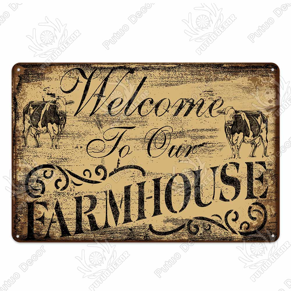 Decor Cow Vintage Tin Sign Retro Metal Sign Decorative Plaque Farm House Shop Garage Wall Decor Cow Posters