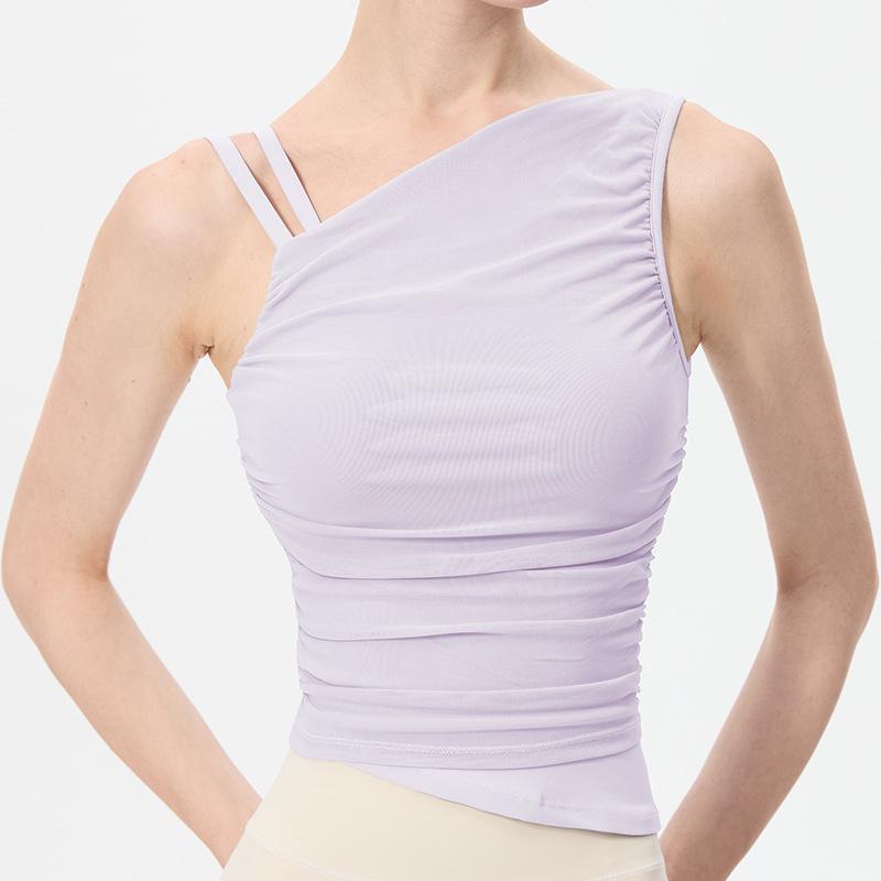 

2025 Необычный спортивный топ из сетки на одно плечо - Ударопрочная одежда для йоги Medium вистерия