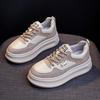 Leather retro little white shoes women's autumn new versatile thick-soled heightening casual shoes muffin sneakers board shoes