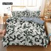 Camo Duvet Cover Set Camouflage Concept Concealment Bedding Set King Size Grey Black Twin Comforter Cover for Kids Teens Adults