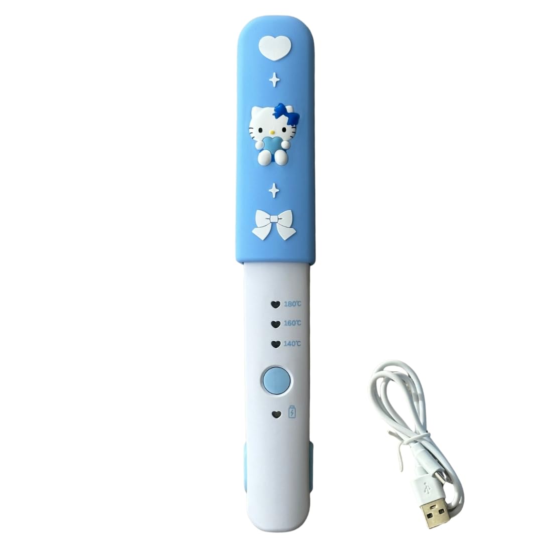 

Sanrio Hello Kitty Blue Cordless Hair with Charging Portable for Silicone Cap Automatic Power 3 Temperature Settings Straightens and Curls синій
