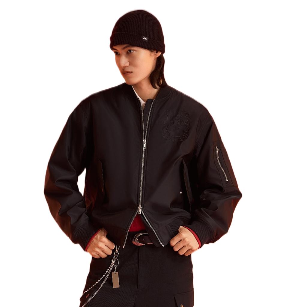 Li Ning Sports Lifestyle Series Baseball Collar Embroidered Pattern Couple Cotton Jacket Unisex jackets AJMW199-1