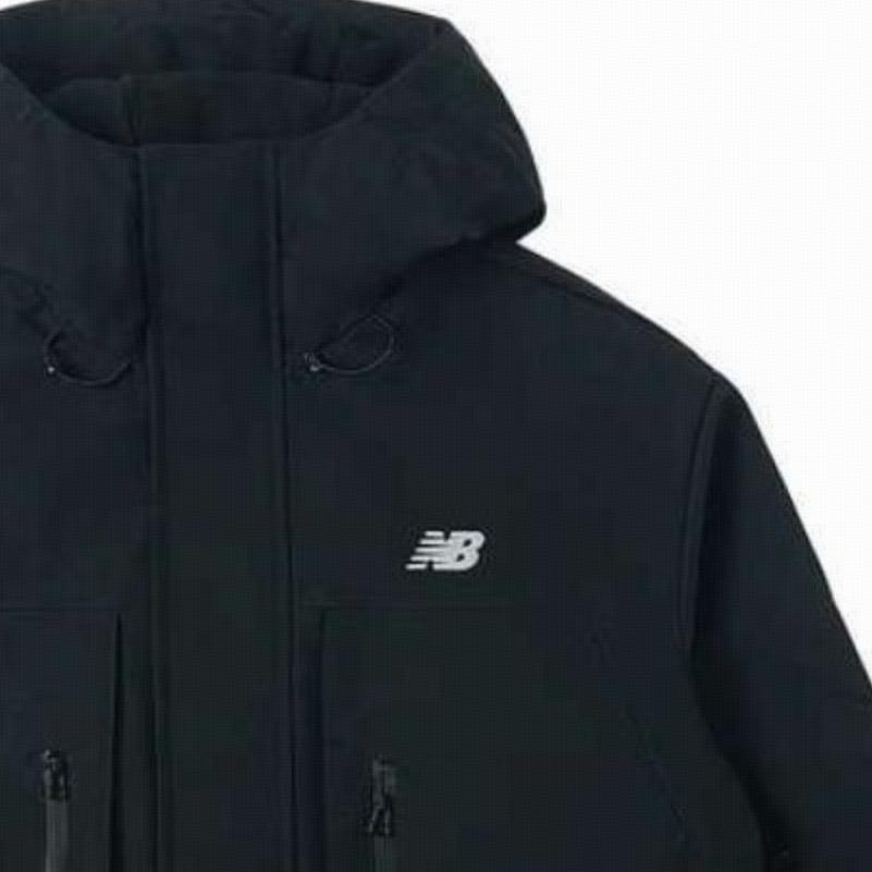 New Balance Solid Color Fleece Lined Casual Outdoor Hooded Multi Pocket Jackets & Coats Men's Black AMJ41327-BK