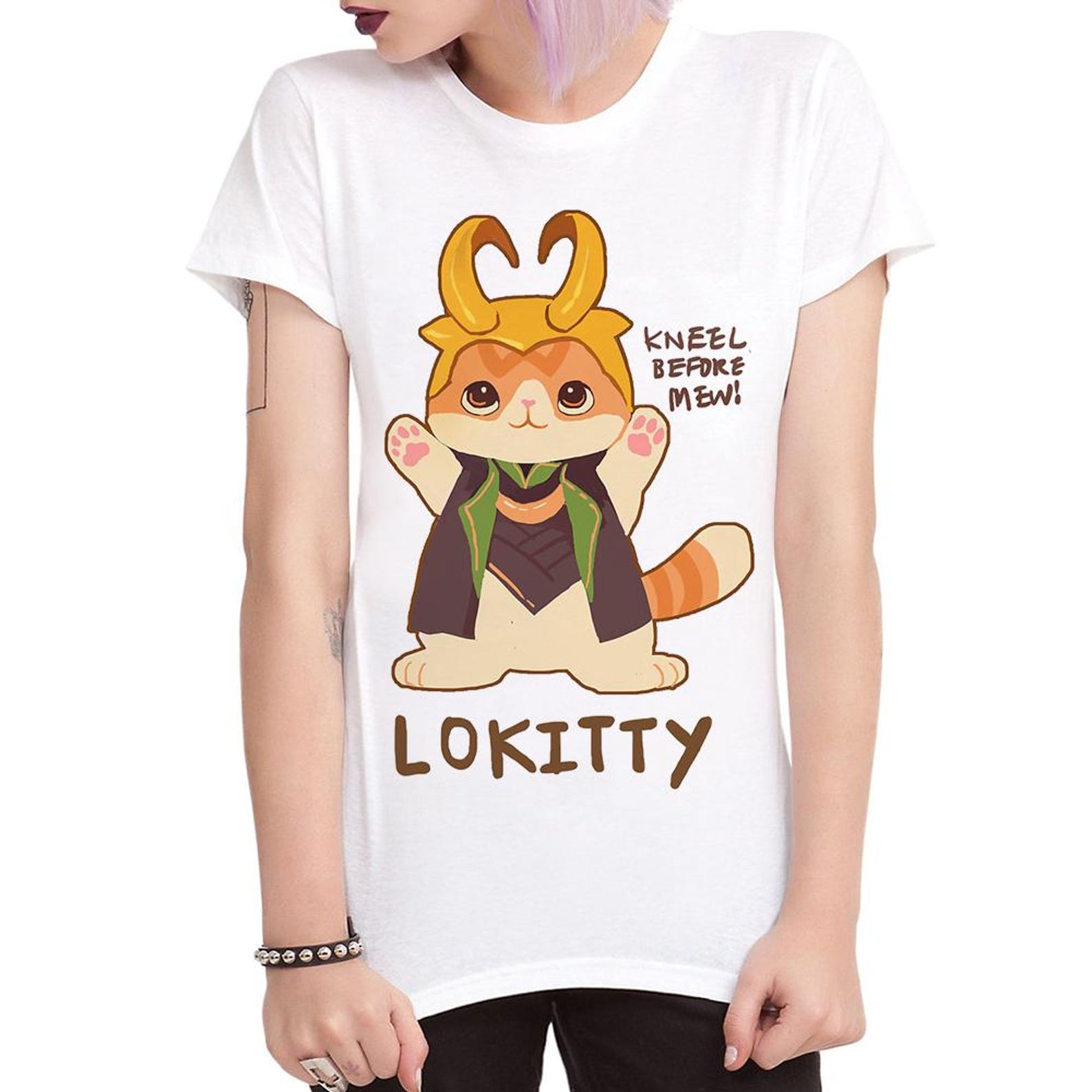 Lokitty Kneel Before Mew Funny Loki T-Shirt, Men s and Women s Sizes Tee S