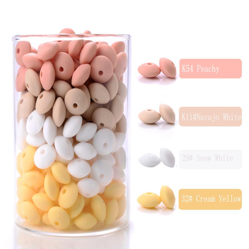 50pcs/lot 12mm Silicone Spacer Beads for DIY Charms Newborn Nursing Accessories Necklace Pacifier Chain Teething Toy BPA Free