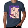 Purple Hair Crying Comic Girl TShirt Lightweight Sport Basic TShirt