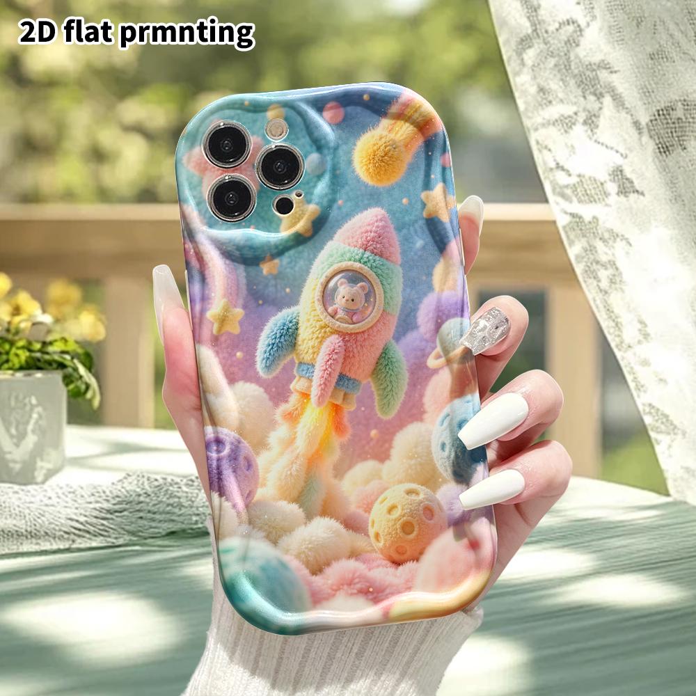 Phone Case: 2D Flat, Fits iPhone 18, 17, 16, 15, 14, 13, 12 Pro Protective Case, Rocket Space Theme, Perfect Christmas and Halloween Holiday Gift