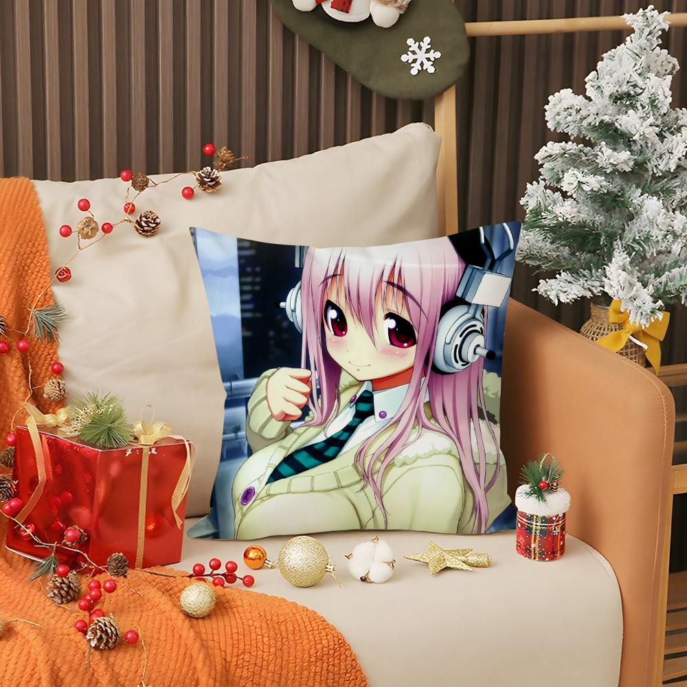 Beautiful Girls S-Super Sonico Pillow Case Printing Pillowcase Living Room Sofa Cushion Cover Bedroom Room Decor