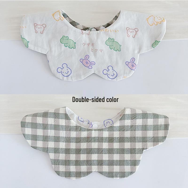 Korean Style Double-Sided Gauze Baby Drool Bib - Newborn Petal Design, Breathable