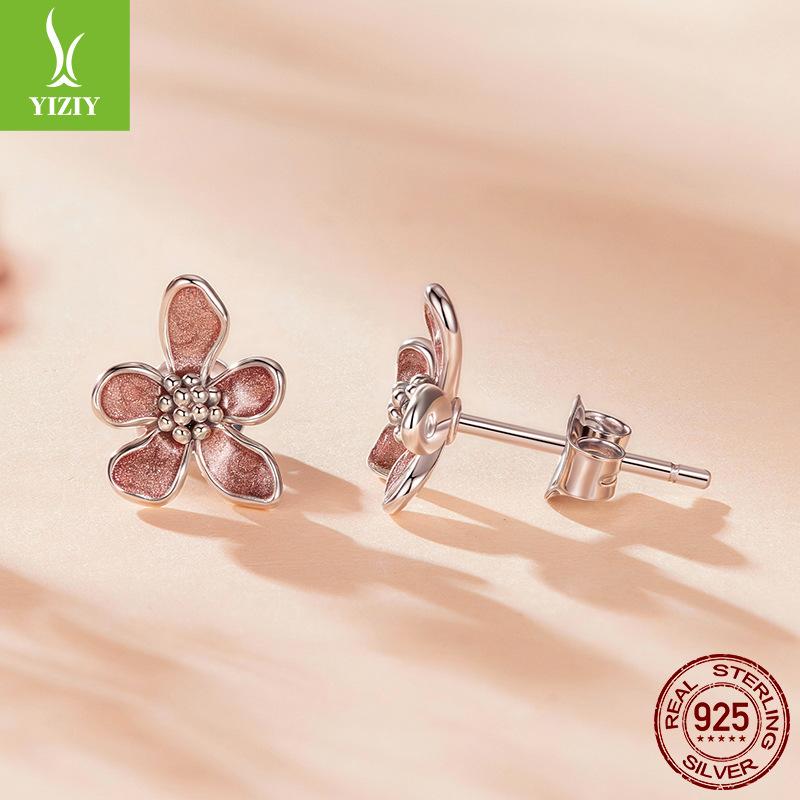 S925 Sterling Silver Autumn Flower Language Stud Earrings Women'S Romantic Autumn Flower Stud Earrings