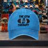 Gym Is My Therapy Fitness Graphic Washed Baseball Cap Adjustable Casual Cotton Outdoor Hat
