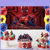 Set Decorazione Torta Palloncini Sfondo Tovaglia Festa Spider Man Per Celebrazione Supereroi