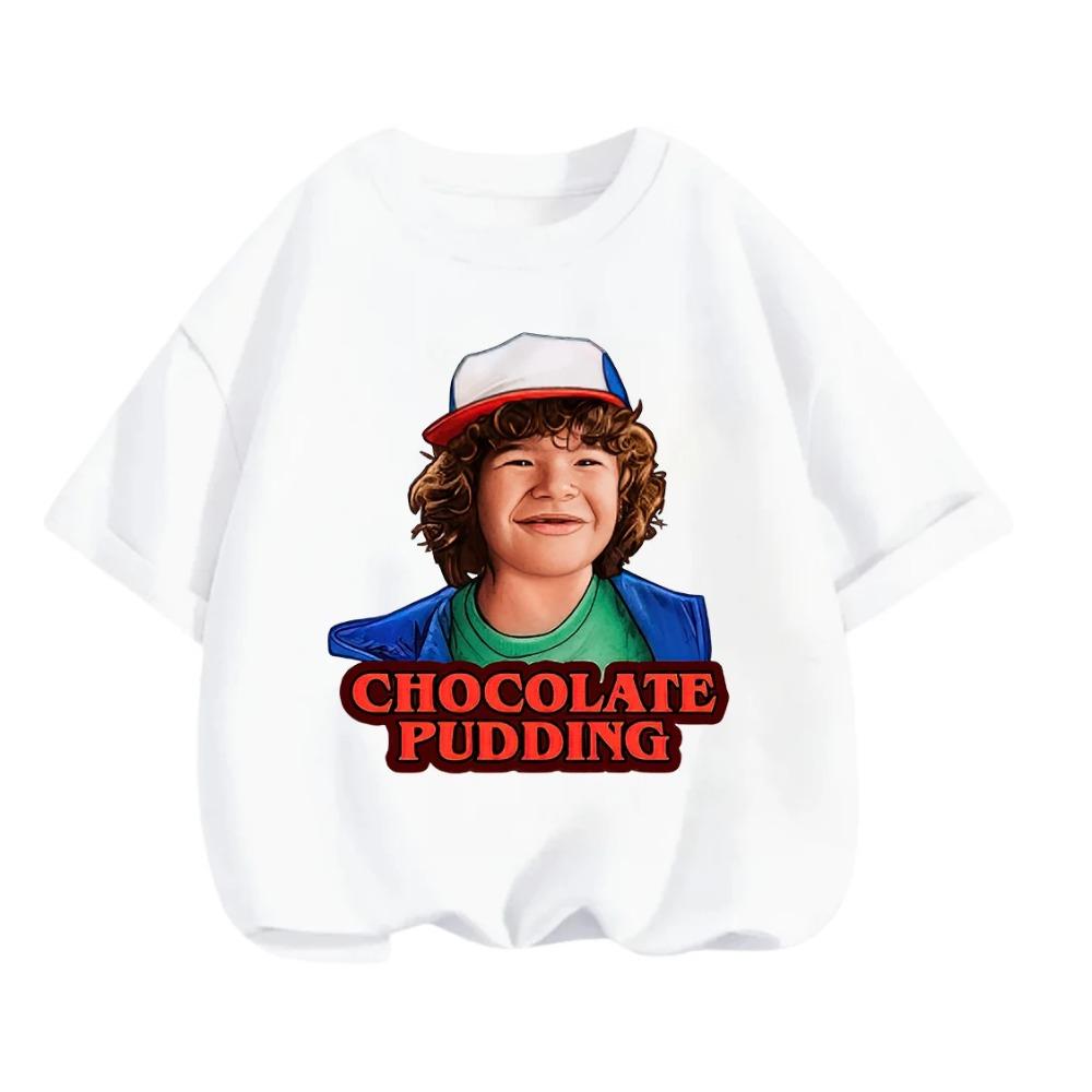 Summer Casual Crew Neck T Shirt Kawaii Cartoon Design Children Stranger Things Short Sleeve Tops Boys Girls