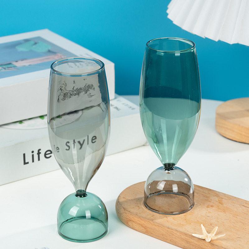 Color Blocking Colored Glass Cup ins wind resistant high-temperature household water cup dessert cup milk tea cup coffee cup