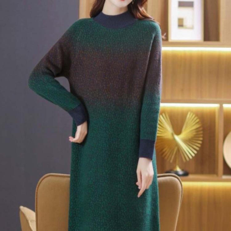 Oversize Strickpullover Kleid Oberteil für Damen Winter Herbst Verdickt Warm Langarm Dehnstrick