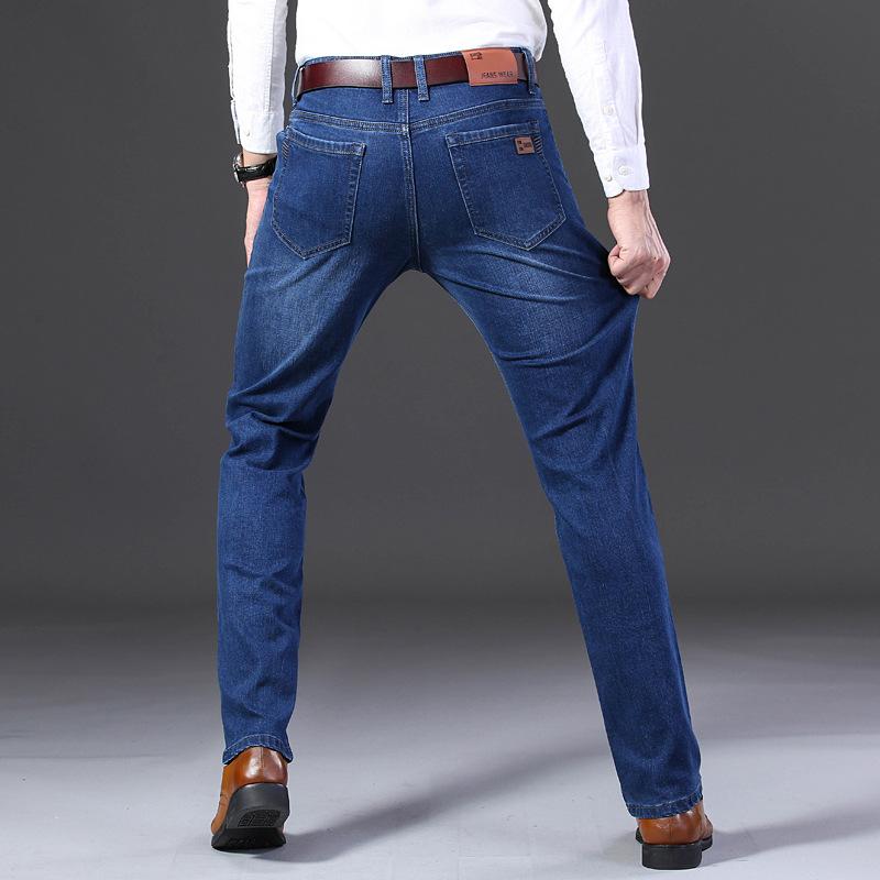 Nové podzimní pánské džíny business casual kalhoty rovné volné elastické pánské kalhoty