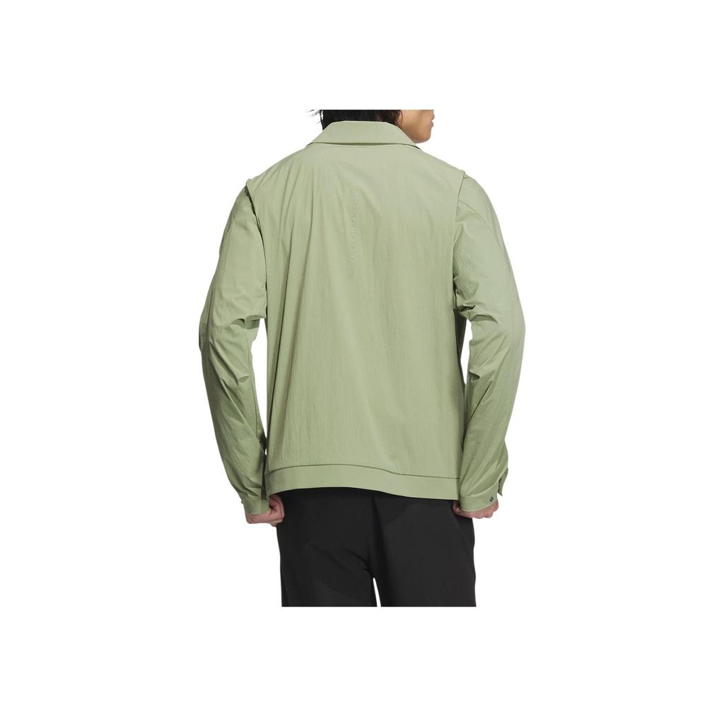 Adidas Wuji Series Casual Solid Color Zip-Up Collared Long Sleeve Jacket Men Outerwear Tent-Green JI8693