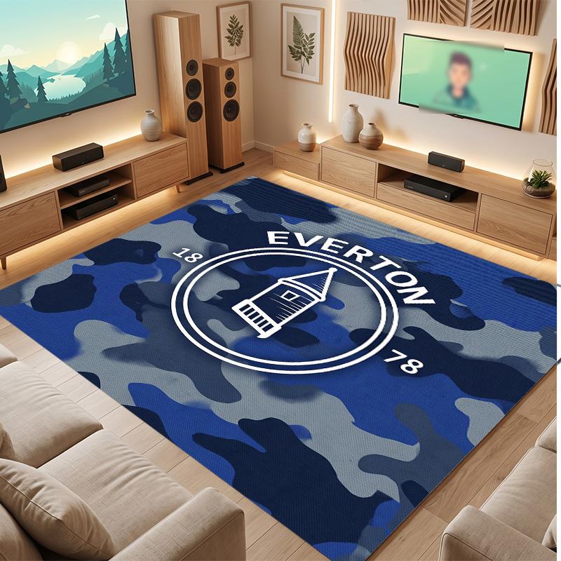 Tappeto in Velluto di Cristallo con Stampa Calcio Everton, Comodo Assorbente d'Acqua Antiscivolo Tappeto per Pavimenti Interni