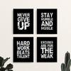 Vintage Wall Art Prints Motivational Quote Workout Gym Poster Canvas Poster Wall Decor Pictures for Home Bathroom Office Kitchen Set of 4 (8''x10'')