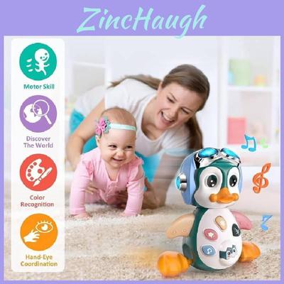 Educational Electric Penguin Crawling Toy With Music And Lights For Infants
