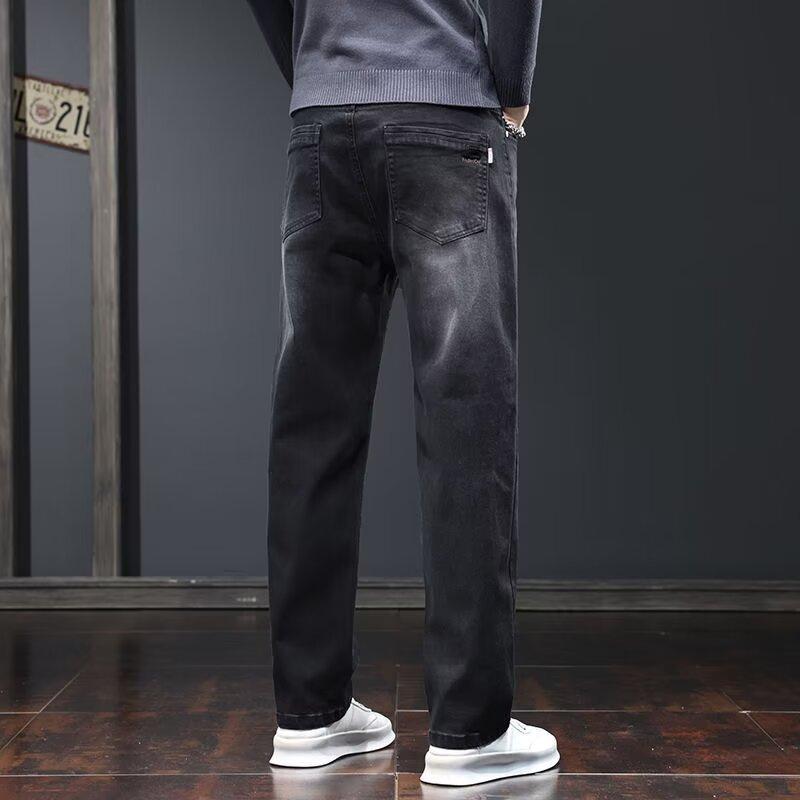 Light luxury jeans men's spring and autumn new trousers elastic loose versatile straight pants business casual pants men