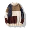 Mode Allgleiches Patchwork Pullover Jumper männer Winter Casual Lose Wolle Warme Knited Rollkragen Pullover Top