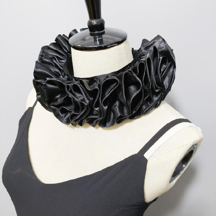 Detachable Ruffle Faux Collar Satins Shawl Wrap Role Play Clown Choker Neck Ruff Gothic Victorian Era Outfits for Women