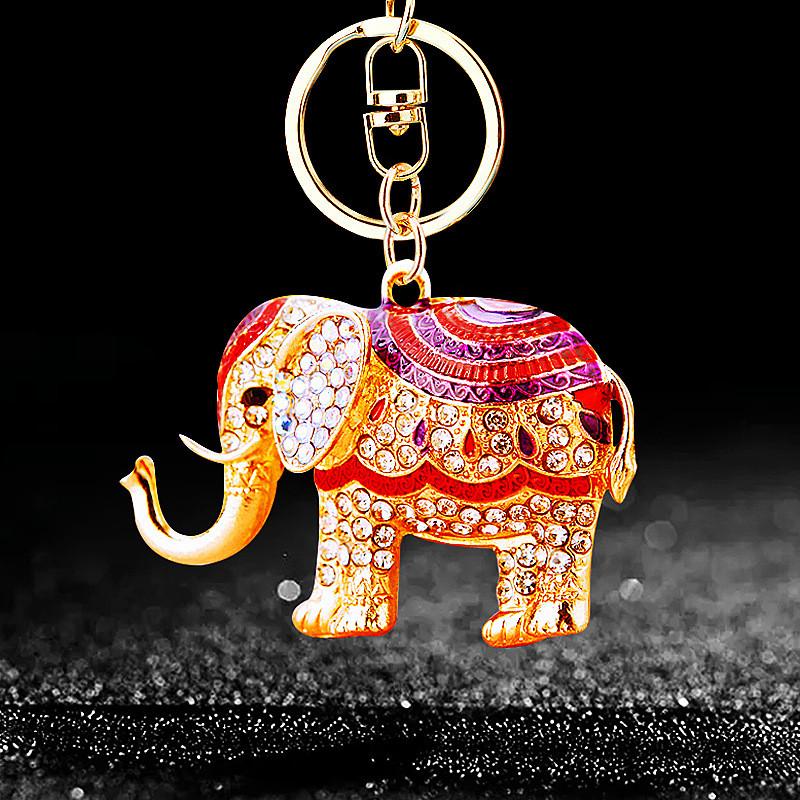 Adorable Elephant Metal Keychain With Sparkling Rhinestones Perfect For Gifts And Accessories